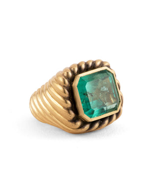 Emerald Rope Signet Ring