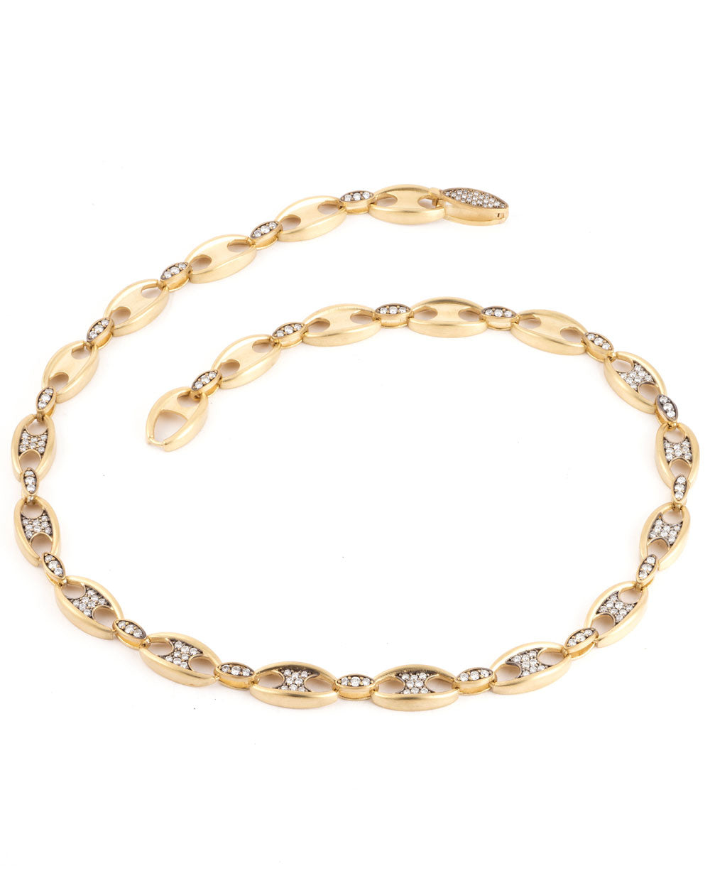 Gold and Diamond Oval Link Necklace