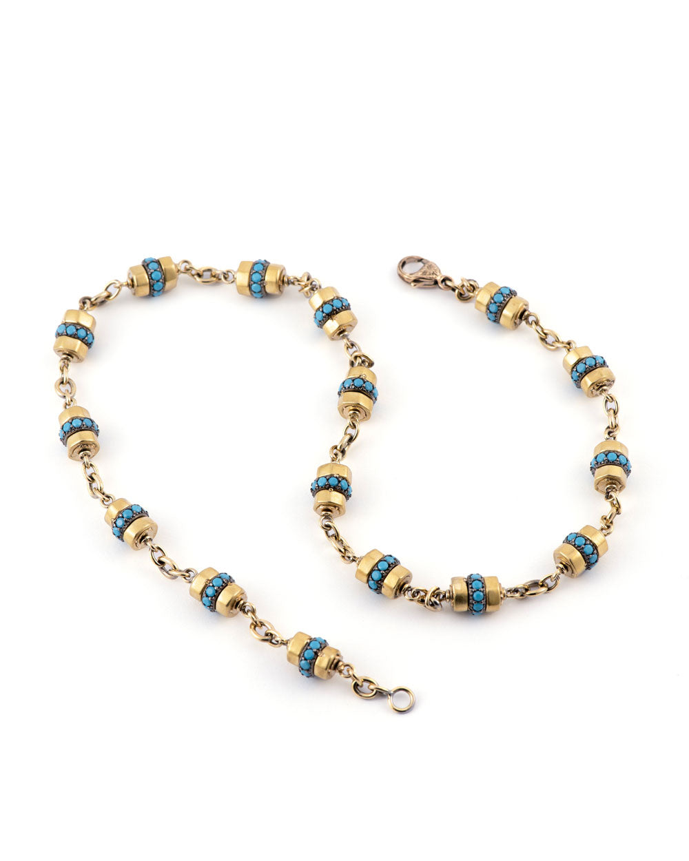 Gold and Turquoise Rondell Necklace