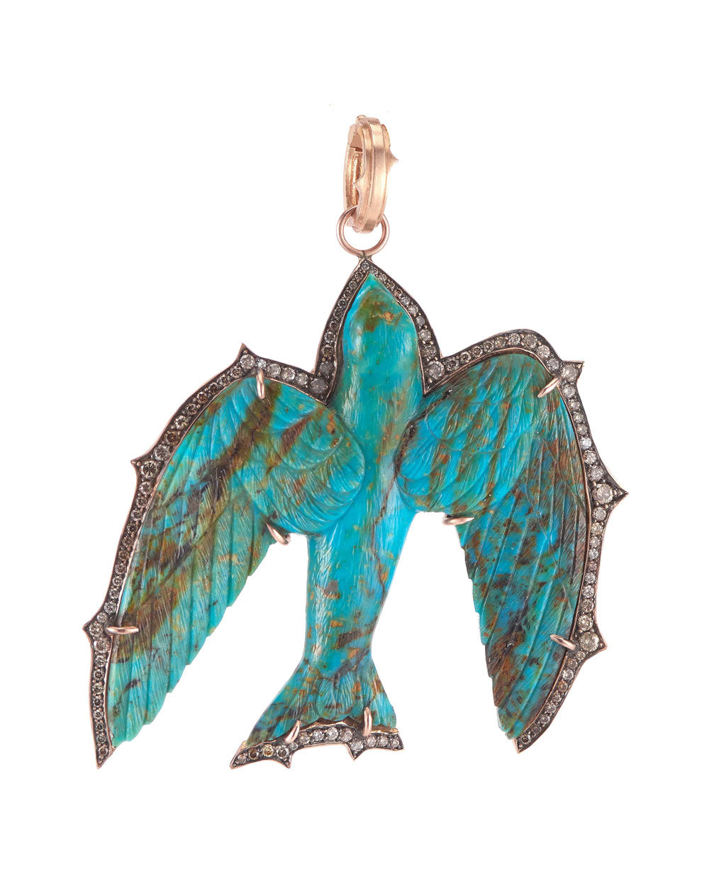 Hand Carved Turquoise Swallow Pendant