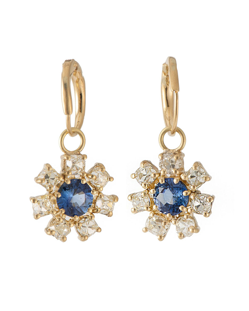Round Diamond and Sapphire Earrings