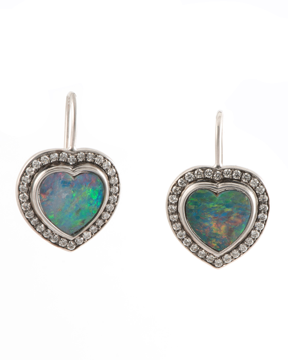 Opal Heart Earrings