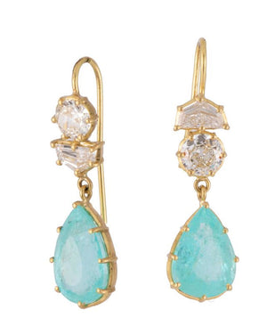 Paraiba Tourmaline and Diamond Earrings