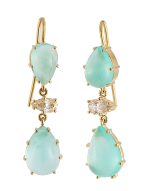 Peru Opal and Diamond Dangle Earrings