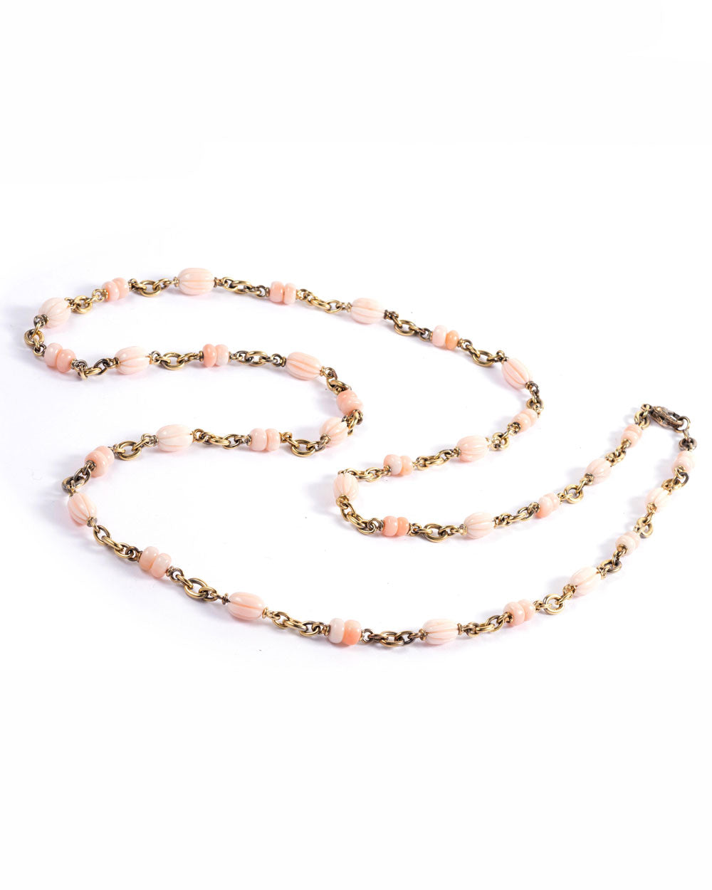 Pink Coral Carved Beaded Necklace