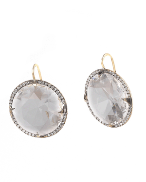 Round White Quartz Earrings