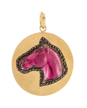 Watermelon Tourmaline Horse Pendant