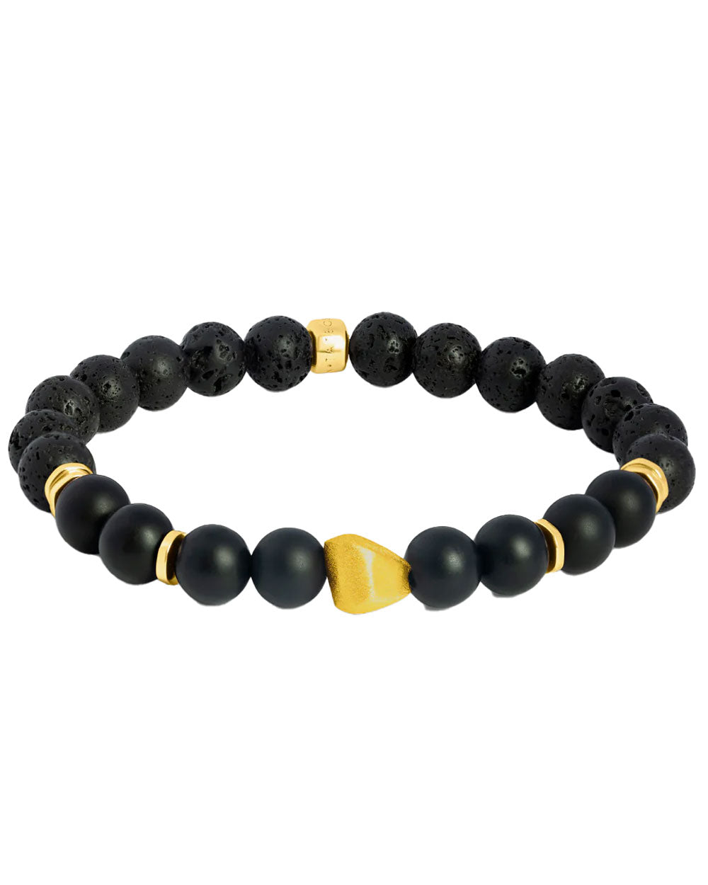 Black Onyx and Gold Plated Nugget Beaded Bracelet