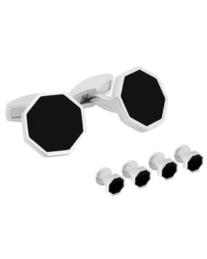 Silver and Black Onyx Octagon Cufflinks