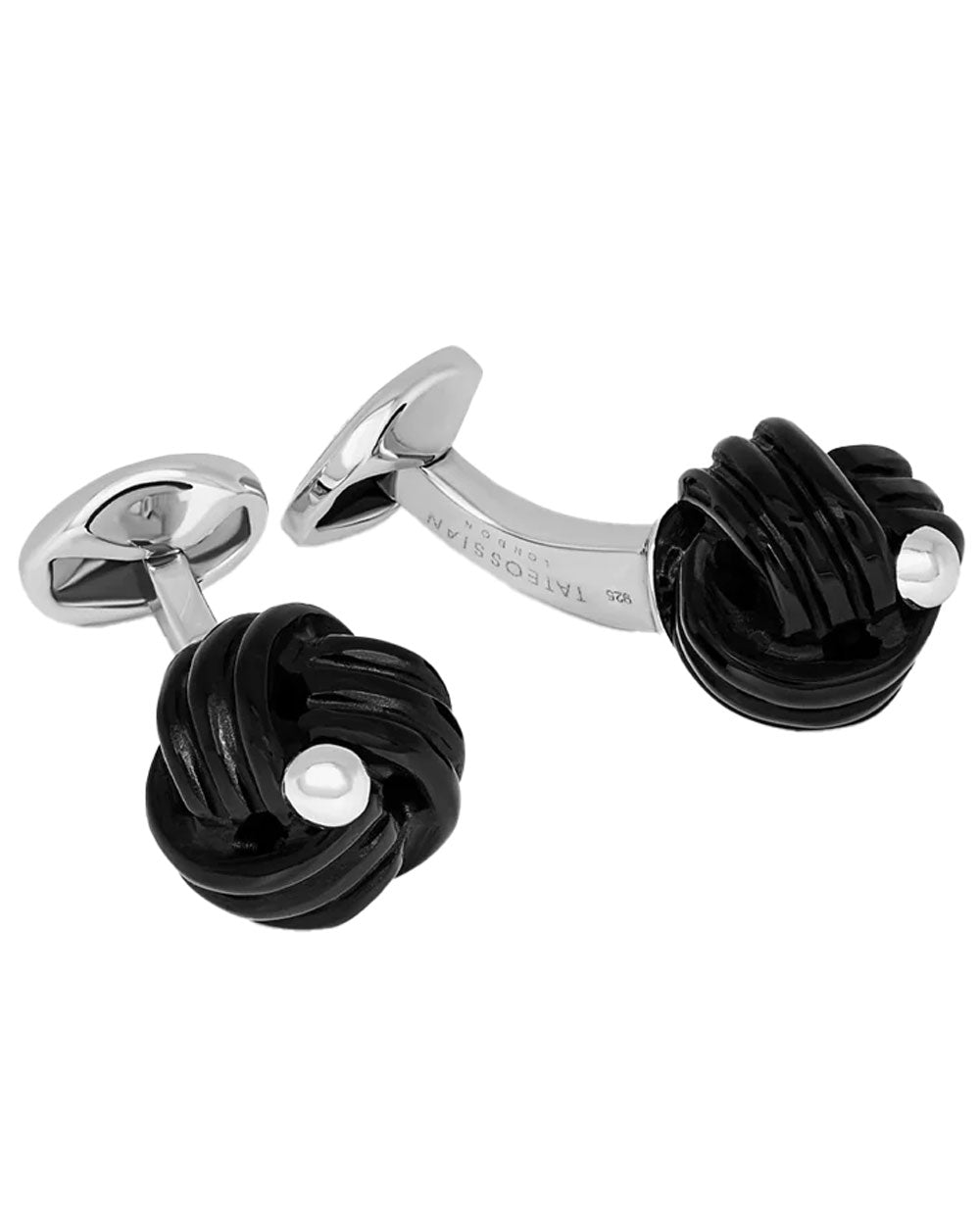 Sterling Silver and Black Onyx Knot Cufflinks