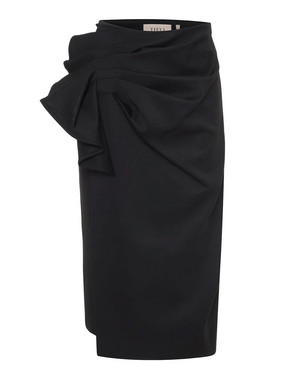 Black Atlas Bow Pencil Skirt