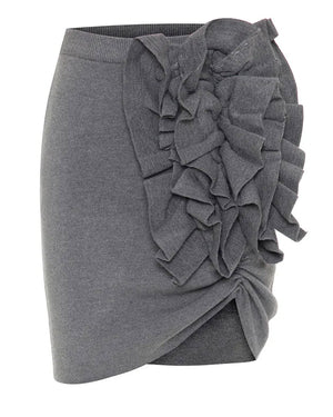 Heather Grey Nomia Ruffle Knit Skirt