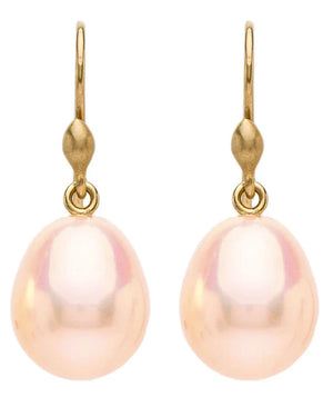 Large Freshwater Baroque Pink Pearl Earrings