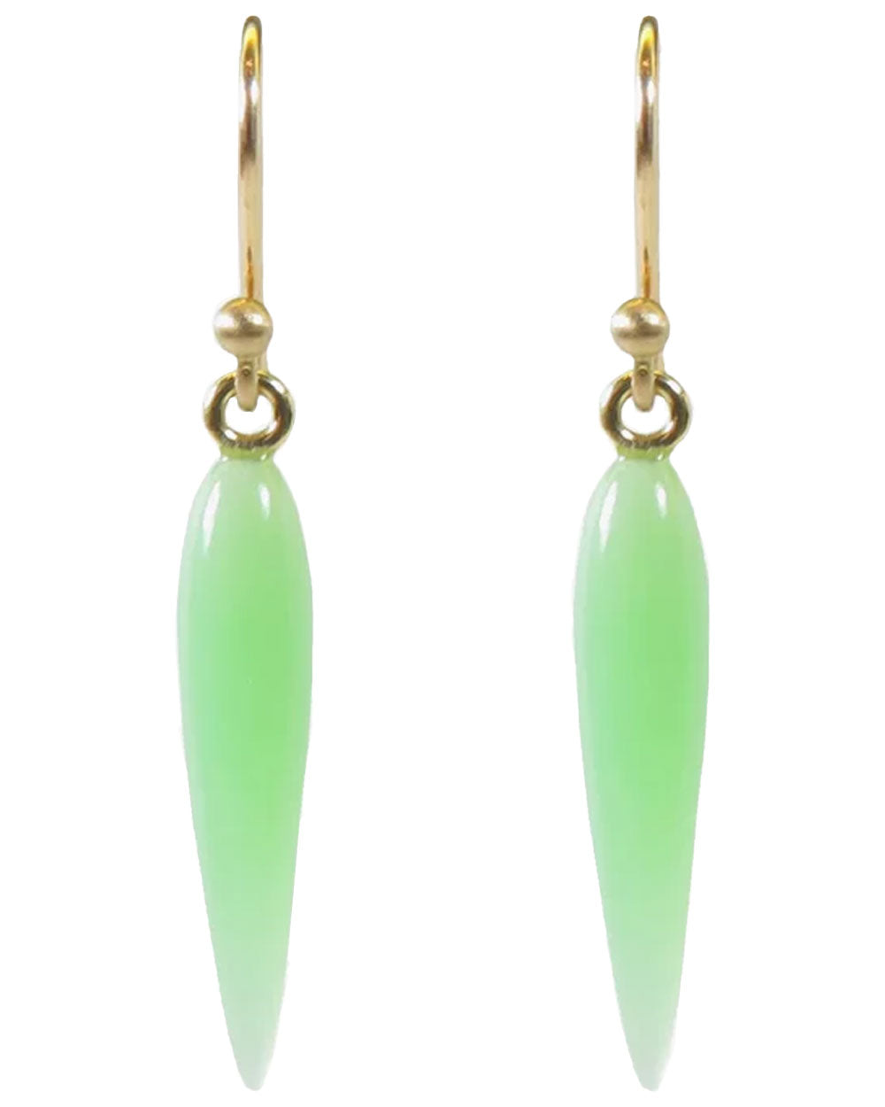 Bright Green Chrysoprase Rice Earrings
