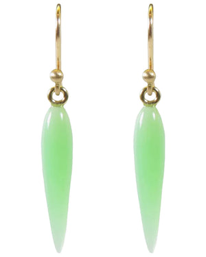 Bright Green Chrysoprase Rice Earrings