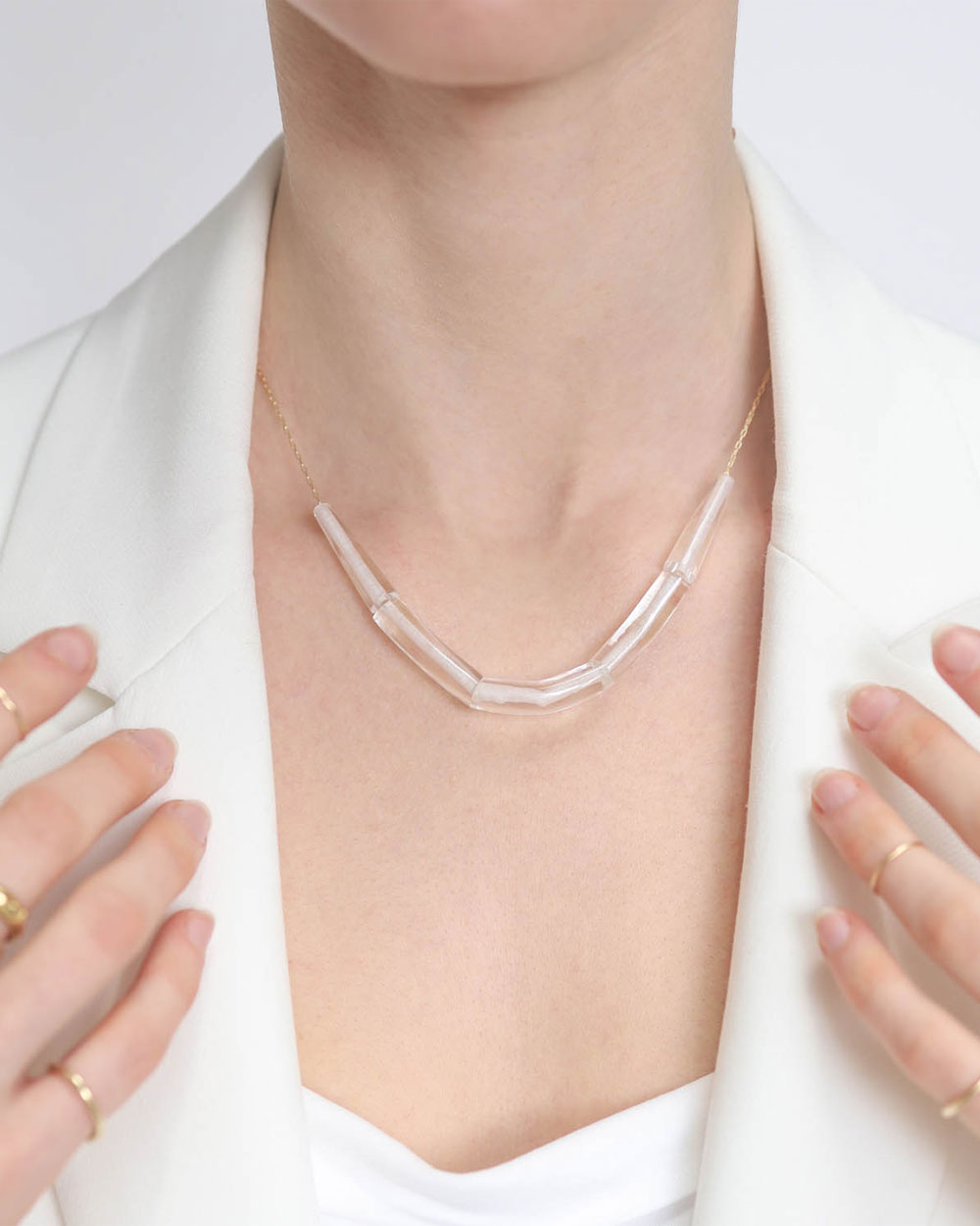 Crystal Cut Stone Line Necklace