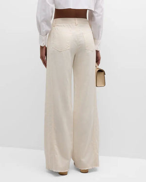 Bone Cotton Linen Puddle Pant