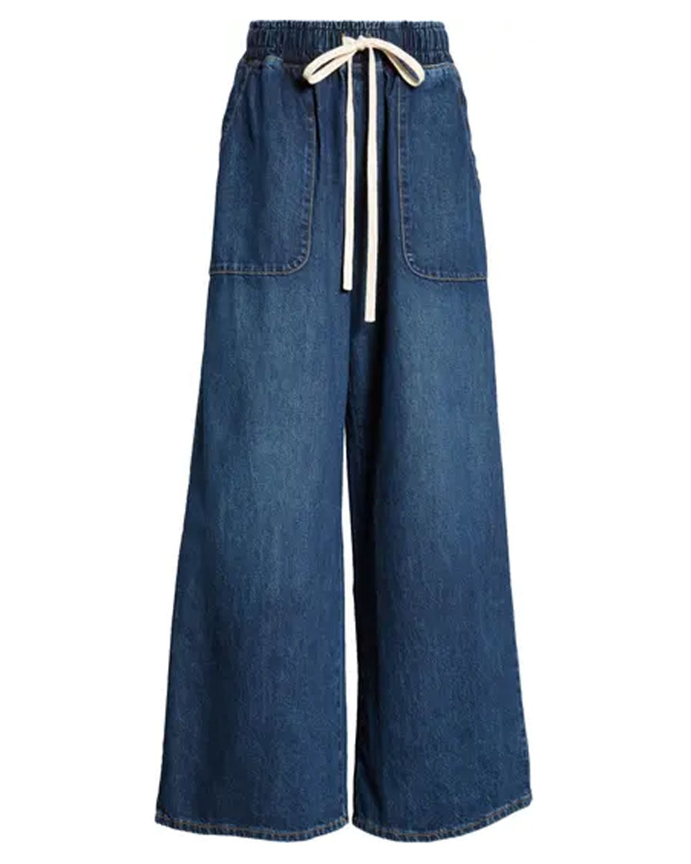 Dark Wash Denim Drawstring Pant with Pockets