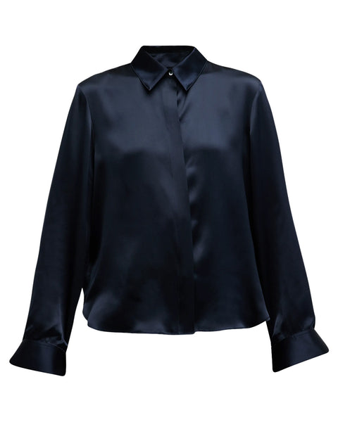 Midnight Silk Boyfriend Shirt