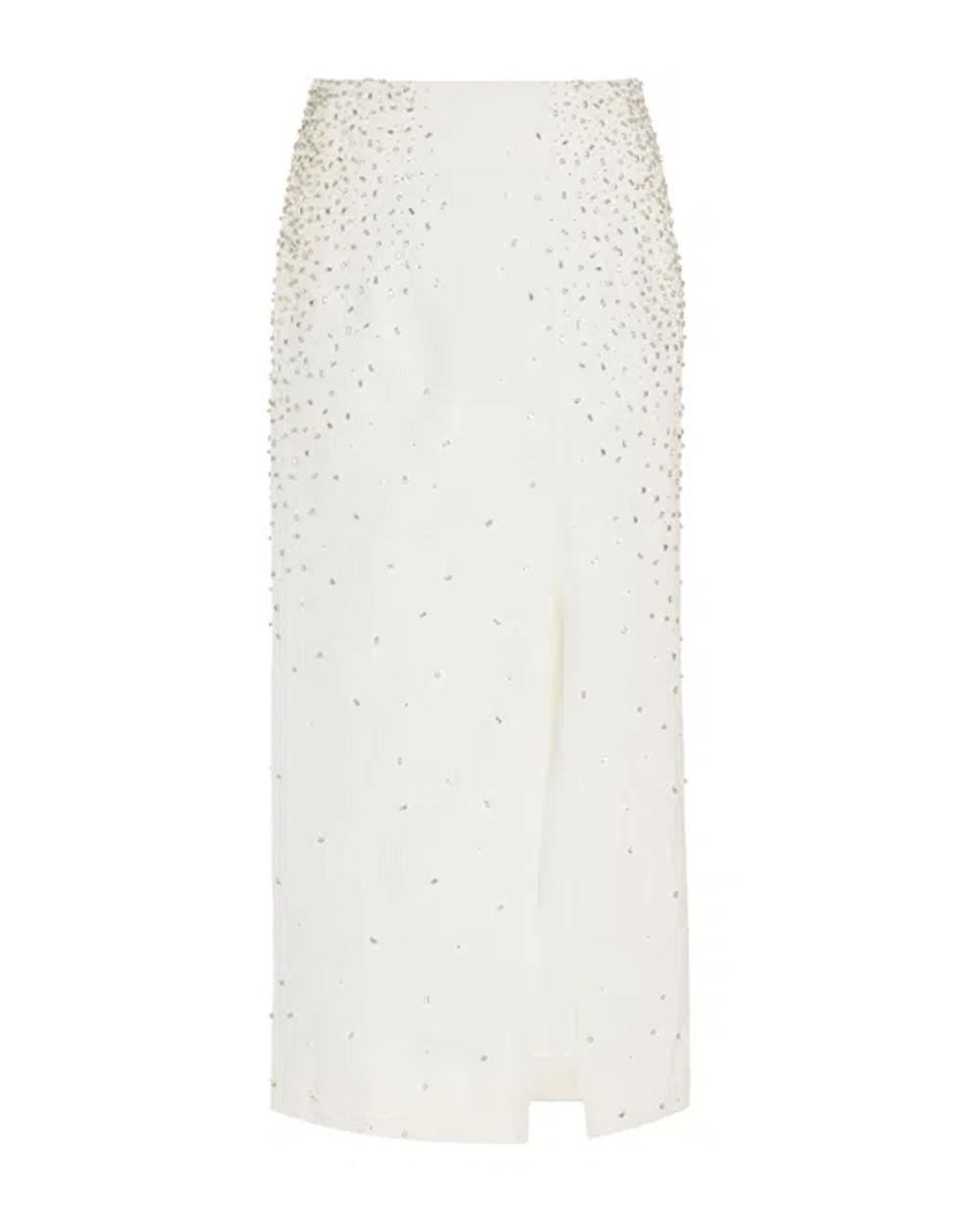 White Ladylike Denim Skirt with Crystal Trickle