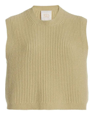 Yellow/Green Cashmere Ribbed Vest