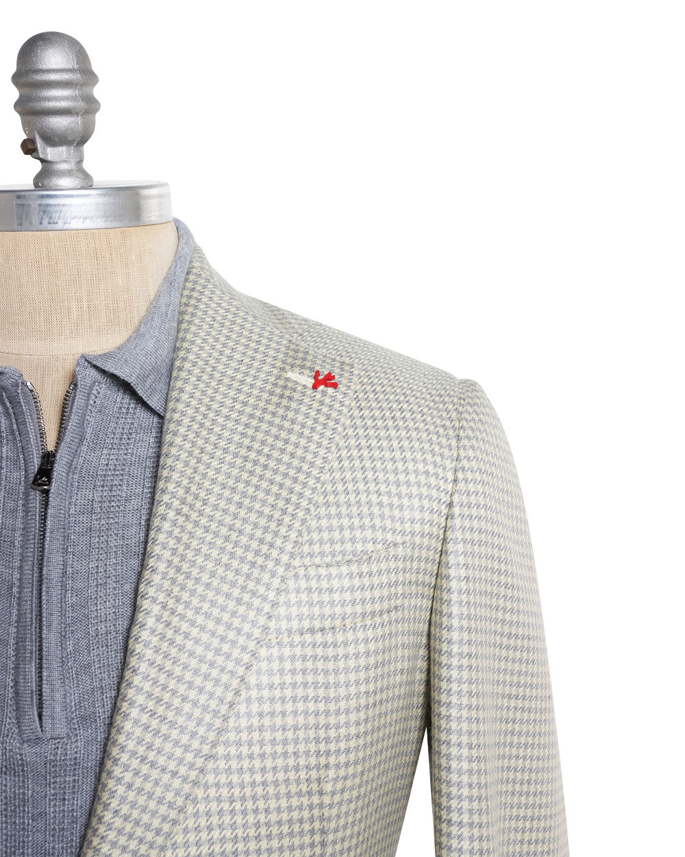 Grey and Yellow Silk Blend Houndstooth Sportcoat