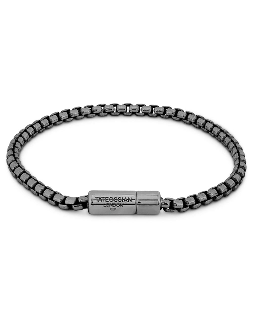 Black Rhodium Plated Sterling Silver Sleek Pop Box Chain Bracelet