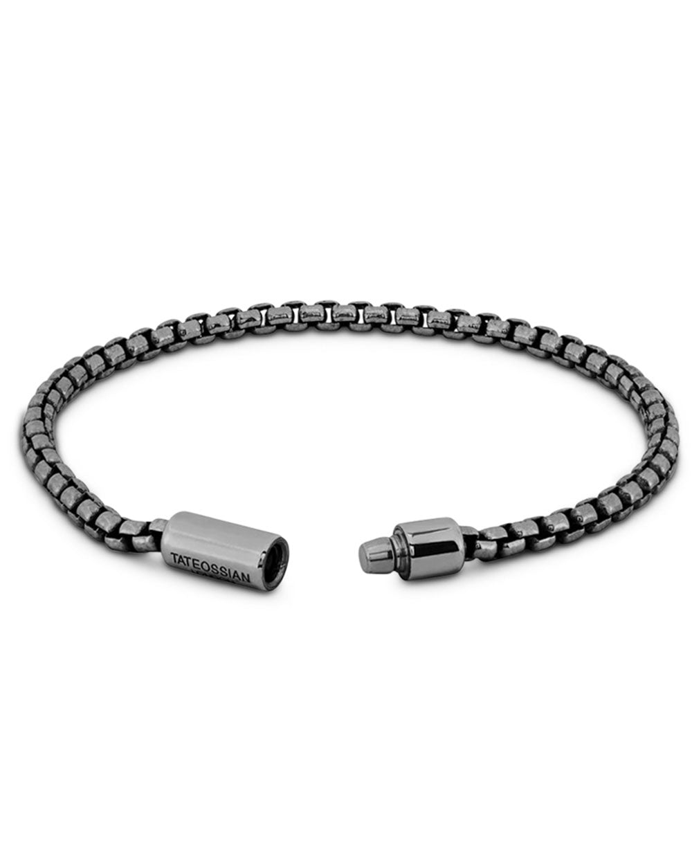 Black Rhodium Plated Sterling Silver Sleek Pop Box Chain Bracelet