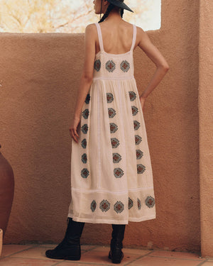 Cream Folklore Embellished Roam Dress