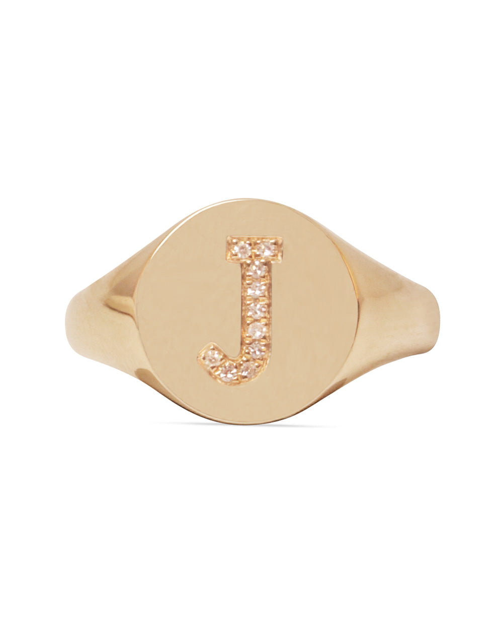 Gold Pave Diamond J Ring