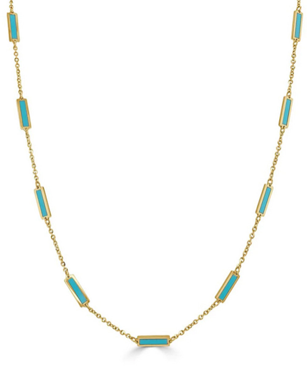 Gold Turquoise Bar Necklace