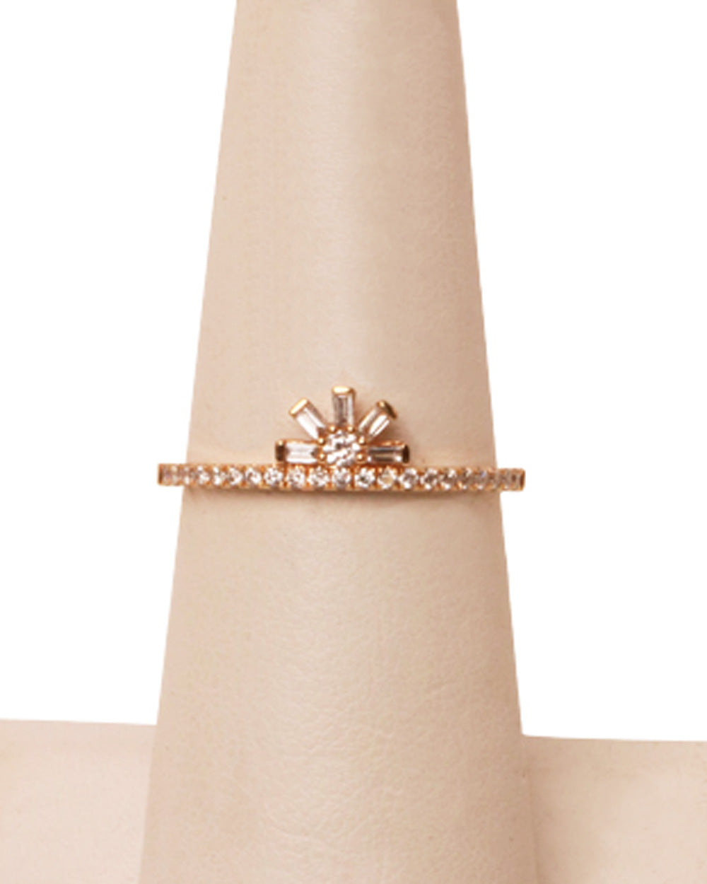 Rose Gold Baguette Diamond Crown Ring