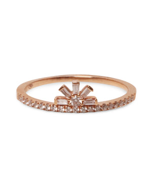 Rose Gold Baguette Diamond Crown Ring