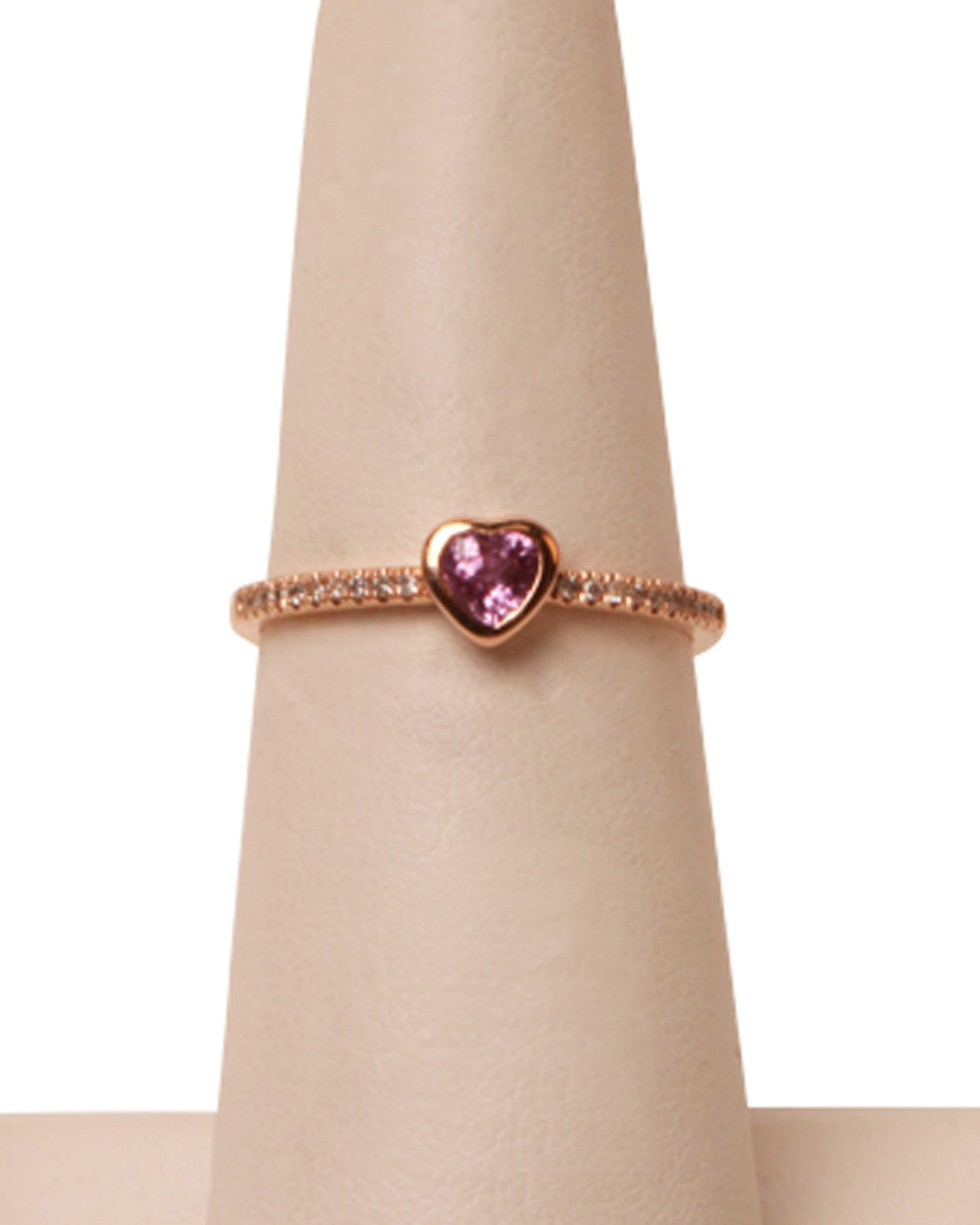 Rose Gold Pink Sapphire Heart and Diamond Ring