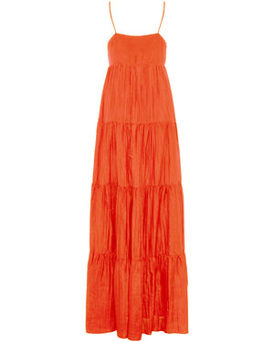Orange Formantera Tiered Slip Dress