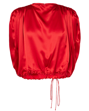 Crimson Gathered Shoulder Top