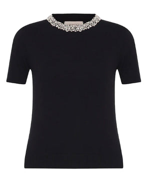 Black Nomia Embellished Knit Tee