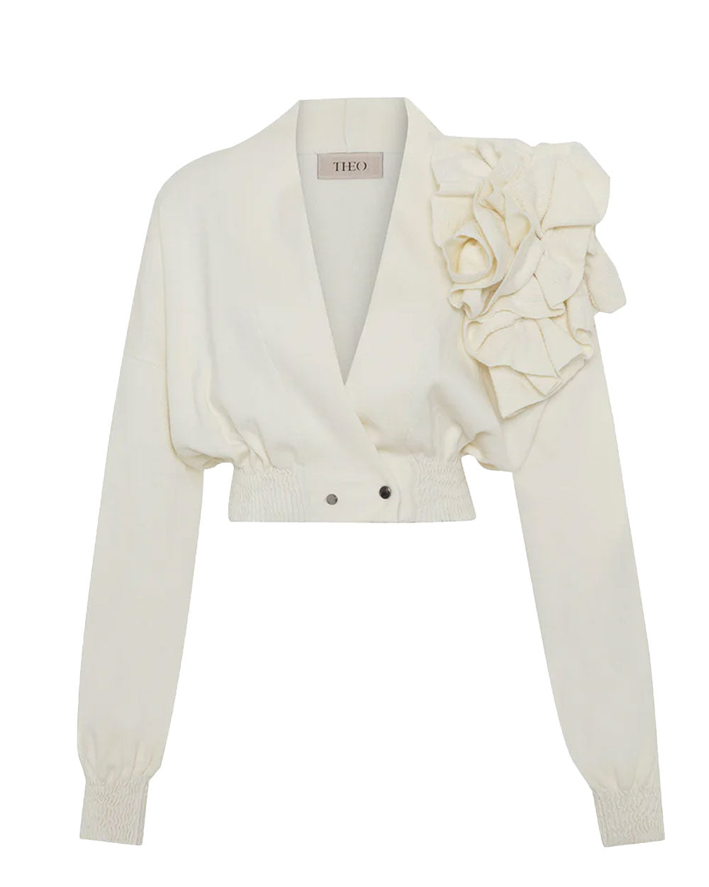 Ivory Nomia Cropped Rosette Cardigan