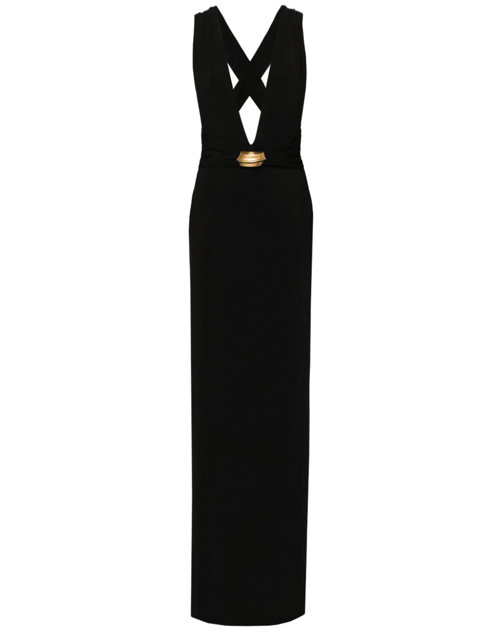 Tom Ford Black Jersey Sable Deep V Evening Dress – Stanley Korshak