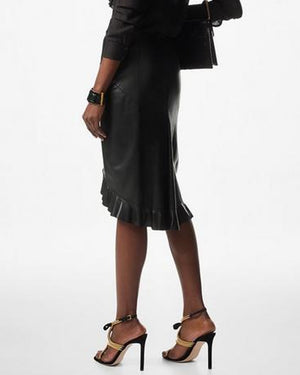 Black Leather Guanteria Asymmetric Skirt