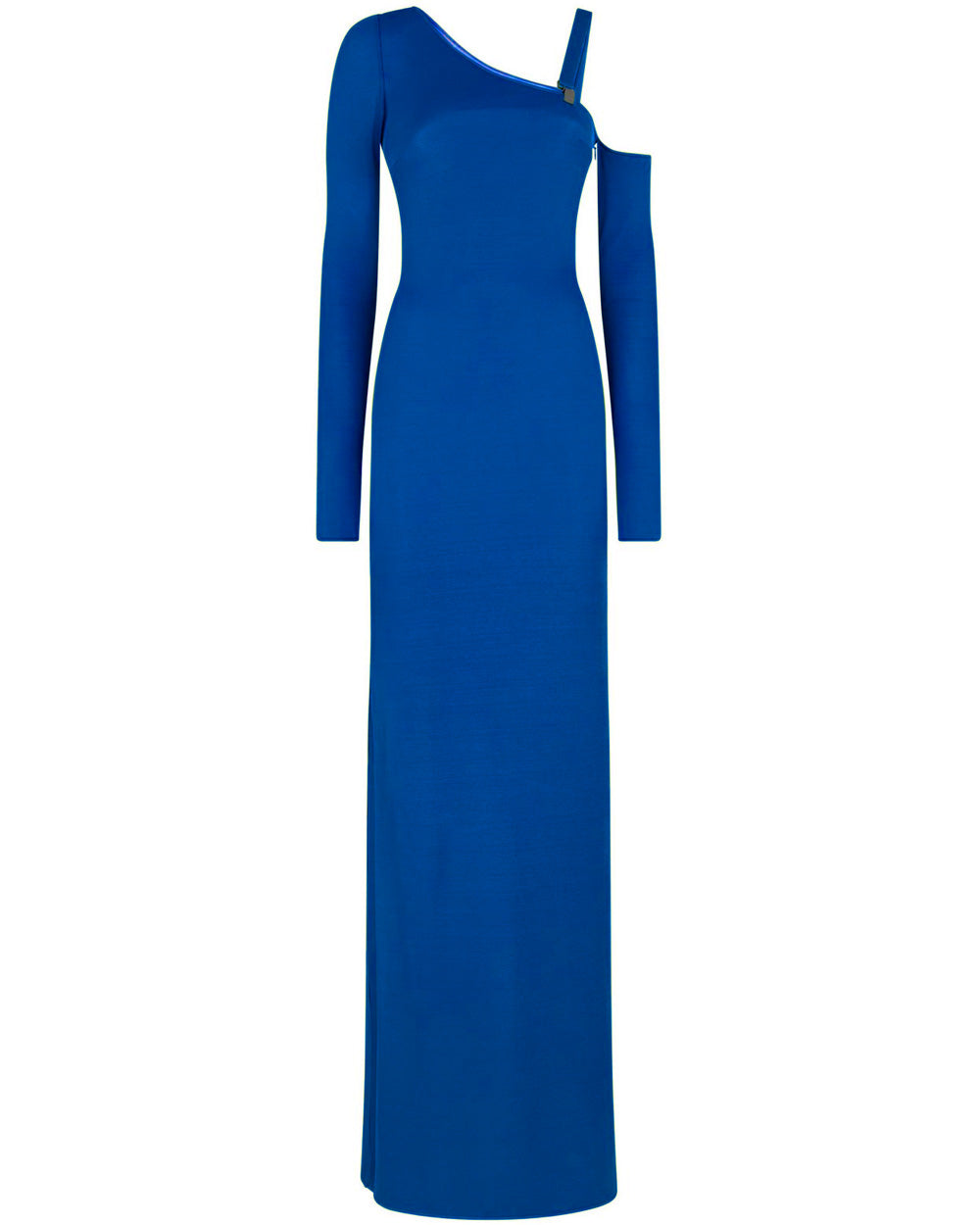 Cobalt Blue Single Shoulder Jersey Evening Dress