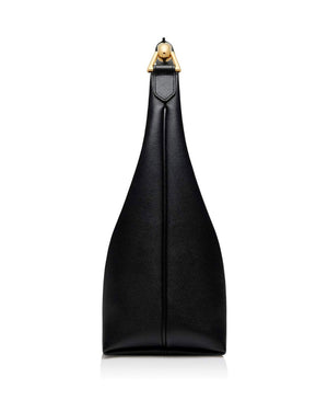 Grain Leather Bianca Hobo Bag in Black