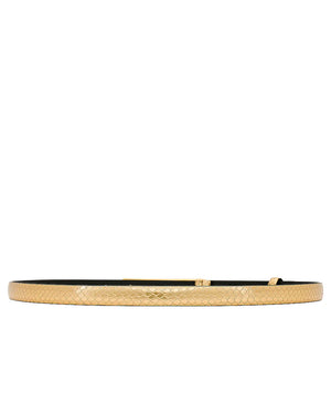 Laminated Stamped Python 15mm Belt in Dark Gold