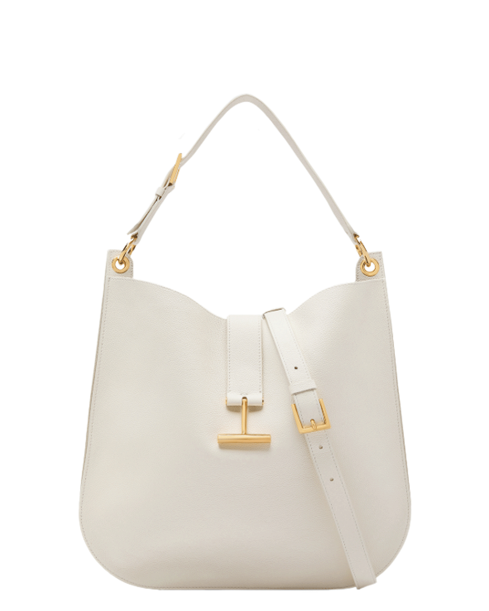 Large Tara Hobo Grain Leather Crossbody in Cream