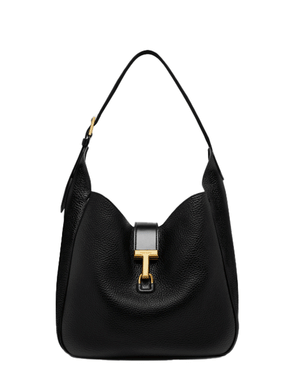 Medium Leather Monarch Hobo Bag in Black