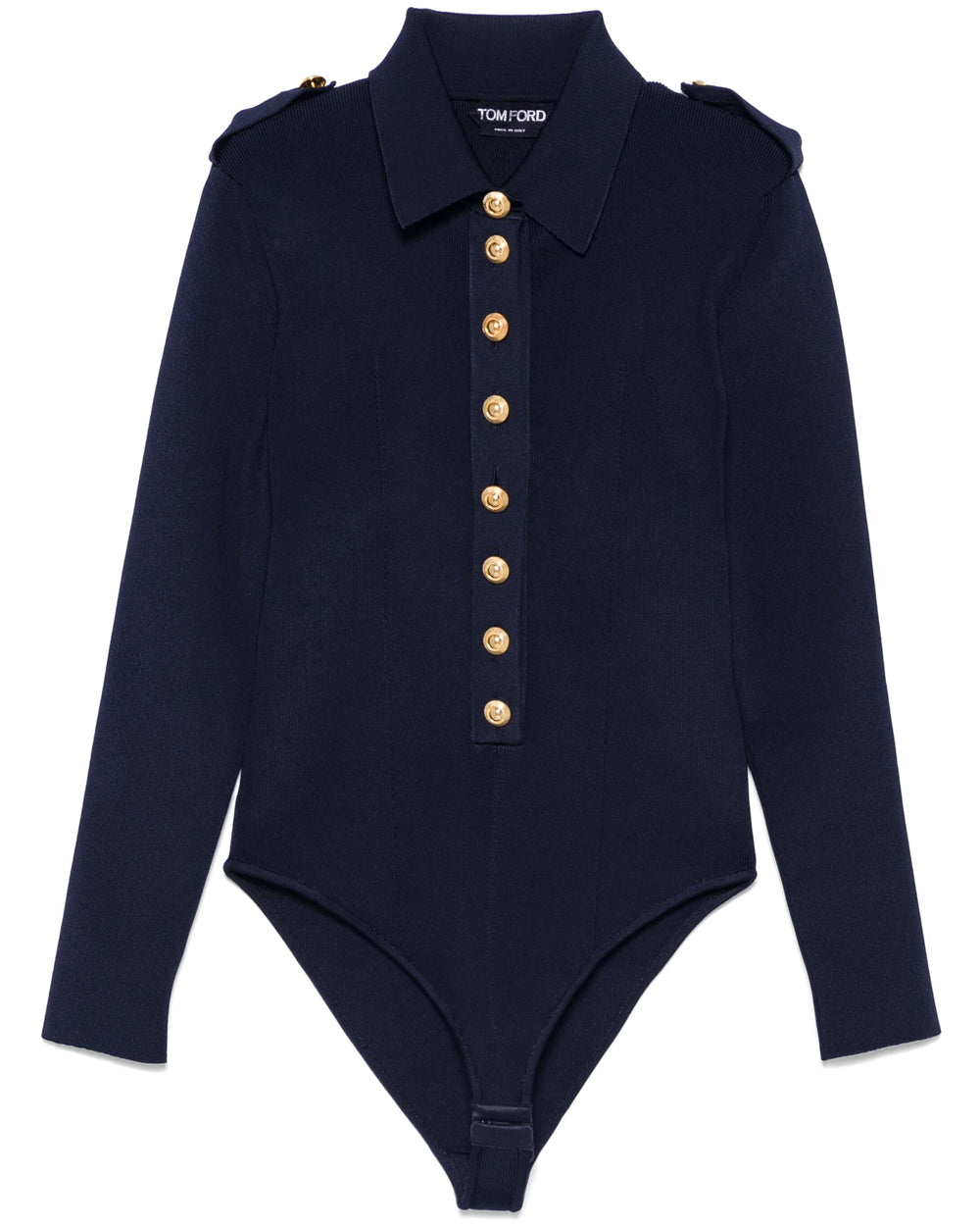 Navy Long Sleeve Slinky Bodysuit