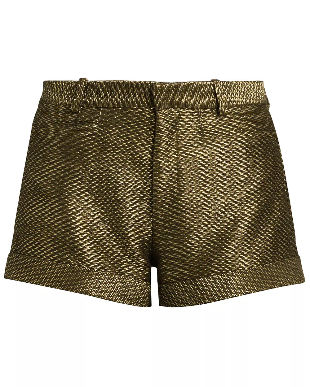 Olive Metallic Silk Boucle Short