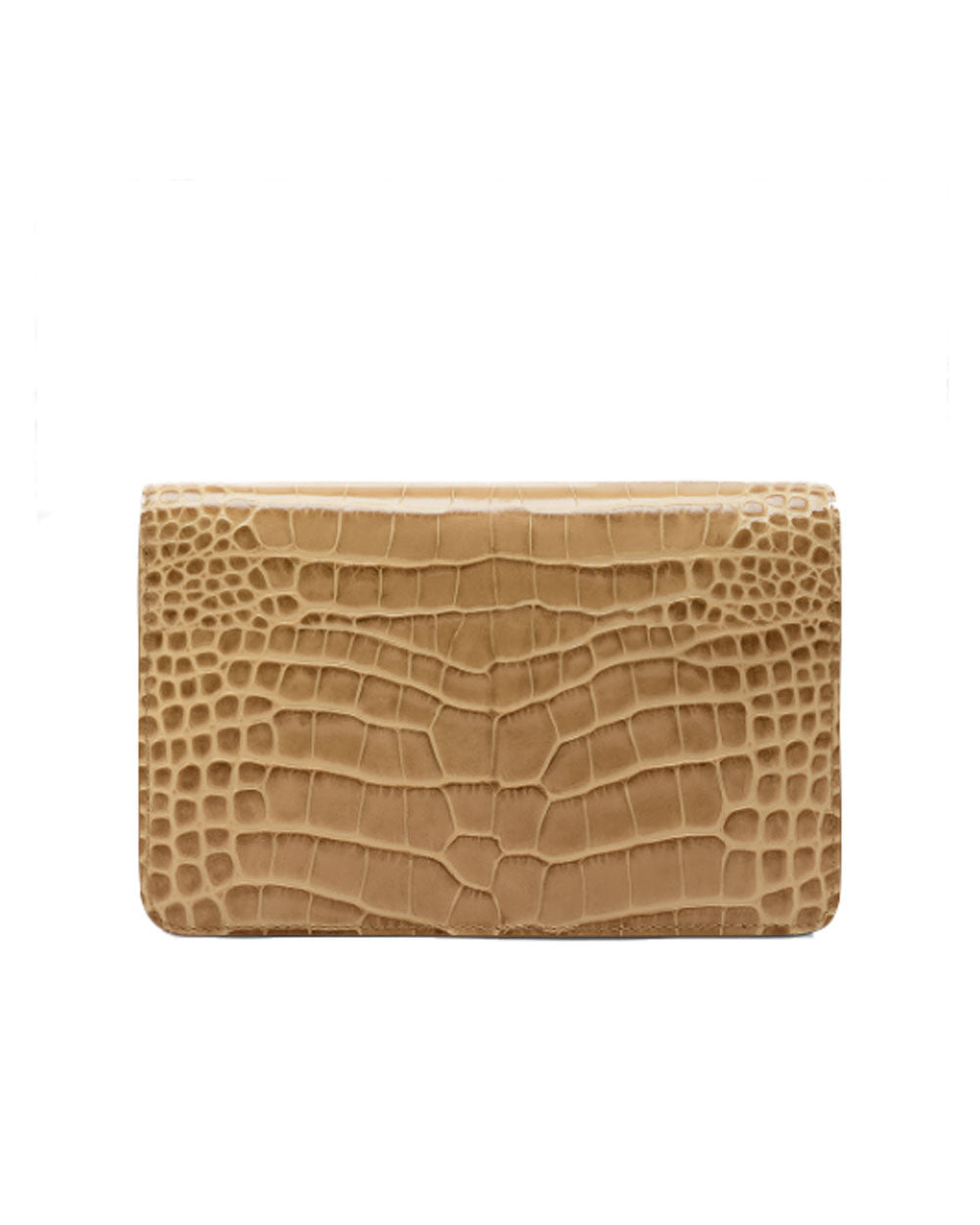 Small Stamped Crocodile Whitney Shoulder Bag in Beige