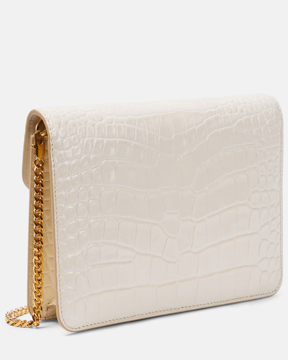 Small Whitney Croc Shoulder Bag in Ivory