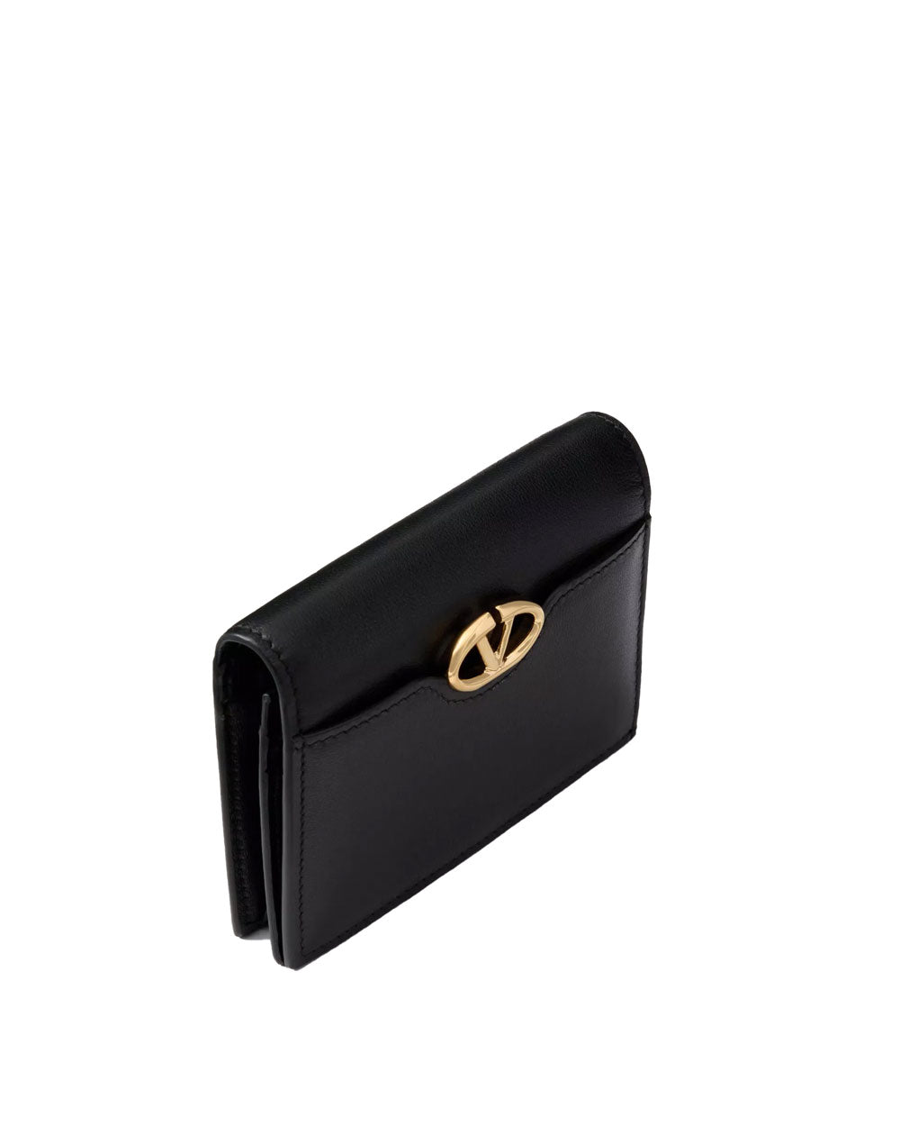 Bold VLogo Flap French Wallet in Nero